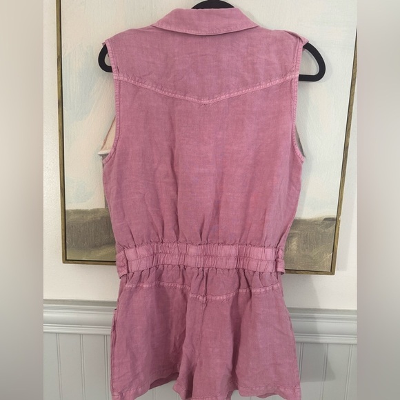 YOUNG FABULOUS & BROKE Hudson Linen Blend Romper In Foxglove Pink Size Medium - Picture 7 of 10